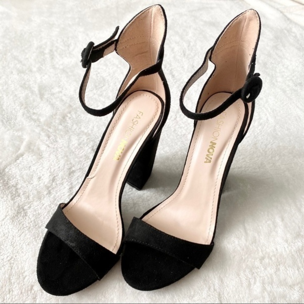 Suede Ankle Strap Heels - Picture 5 of 7